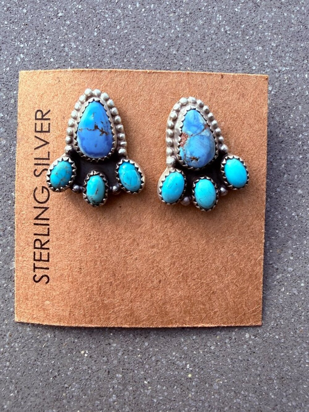 Genuine Golden Hill Turquoise Sterling Silver Stud Earrings